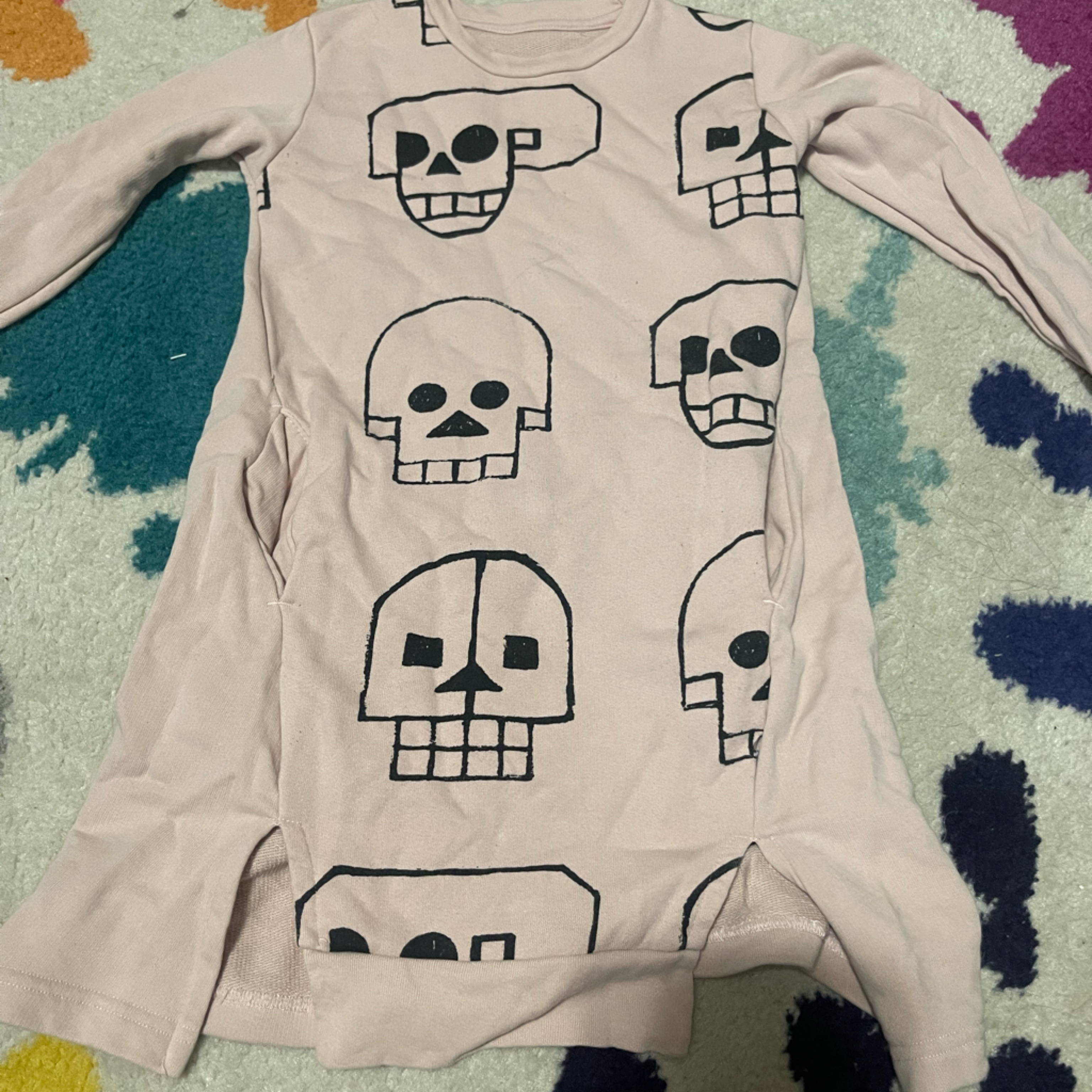 Skull Print Long Sleeve Dress
